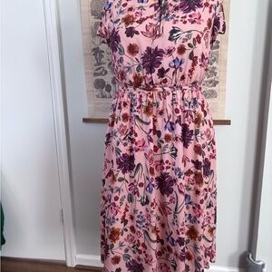Pink Floral Midi Dress by J. Crew